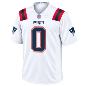 Christian Gonzalez Patriots Jersey Bold White Game
