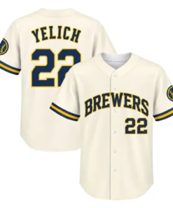 Christian Yelich Brewers Cream Jersey Elite Home Style