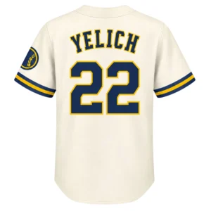 Christian Yelich Brewers Cream Jersey Elite Home Style