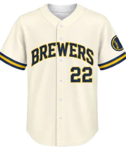 Christian Yelich Brewers Cream Jersey Elite Home Style