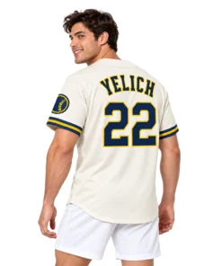 Christian Yelich Brewers Cream Jersey Elite Home Style
