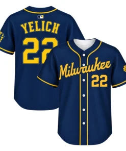 Christian Yelich Brewers Navy Jersey Stunning MLB Style