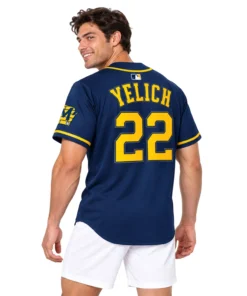 Christian Yelich Brewers Navy Jersey Stunning MLB Style