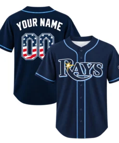Custom Tampa Bay Rays Home Jersey Navy Bold Style