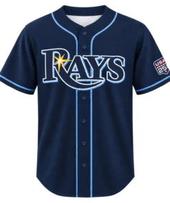 Custom Tampa Bay Rays Home Jersey Navy Bold Style
