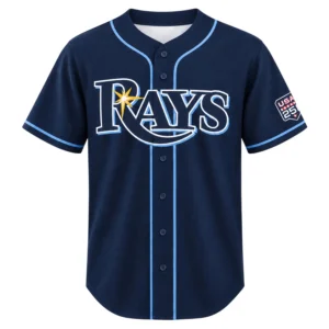 Custom Tampa Bay Rays Home Jersey Navy Bold Style