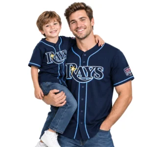 Custom Tampa Bay Rays Home Jersey Navy Bold Style