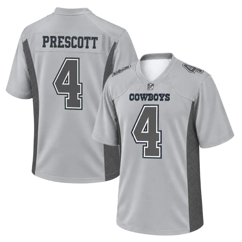 Dak Prescott Cowboys Gray Jersey Bold NFL Style