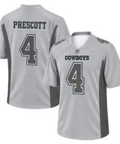 Dak Prescott Cowboys Gray Jersey Bold NFL Style