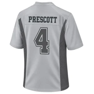 Dak Prescott Cowboys Gray Jersey Bold NFL Style