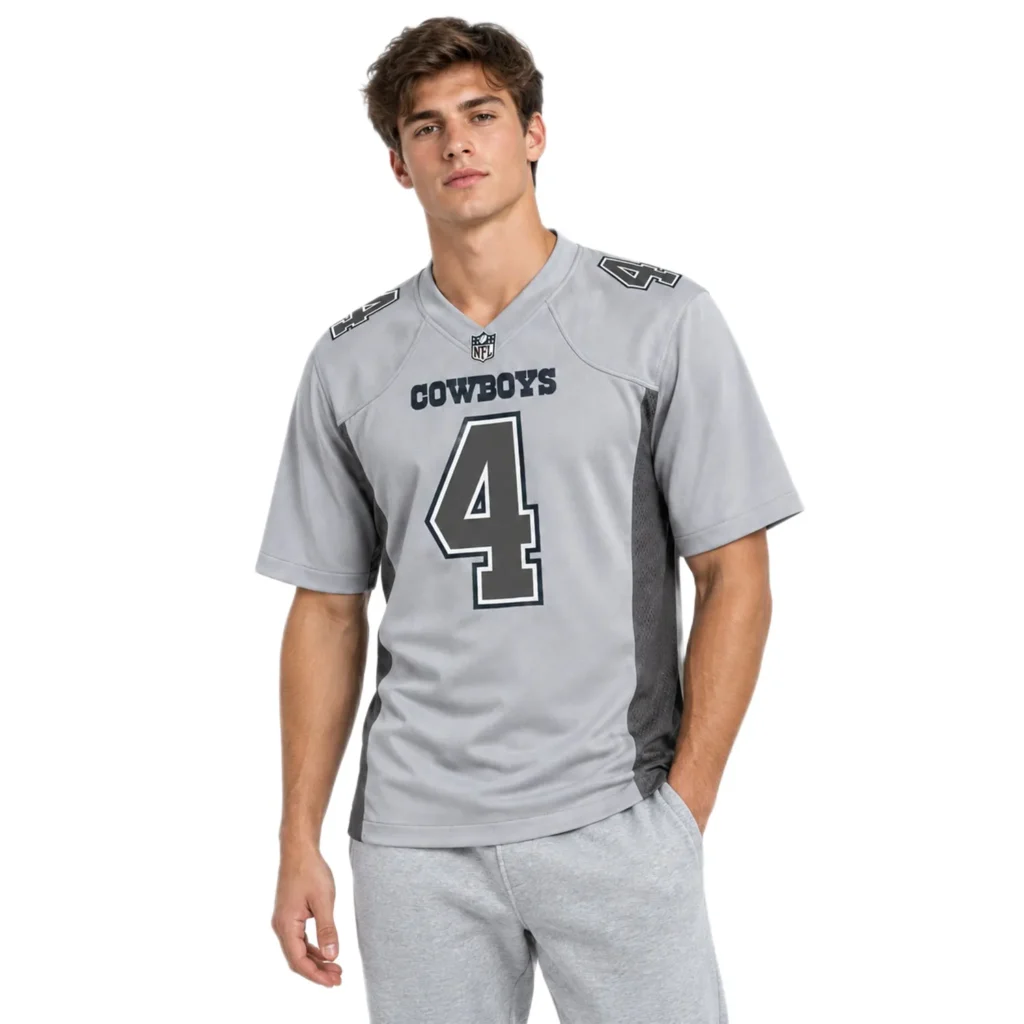 Dak Prescott Cowboys Gray Jersey Bold NFL Style