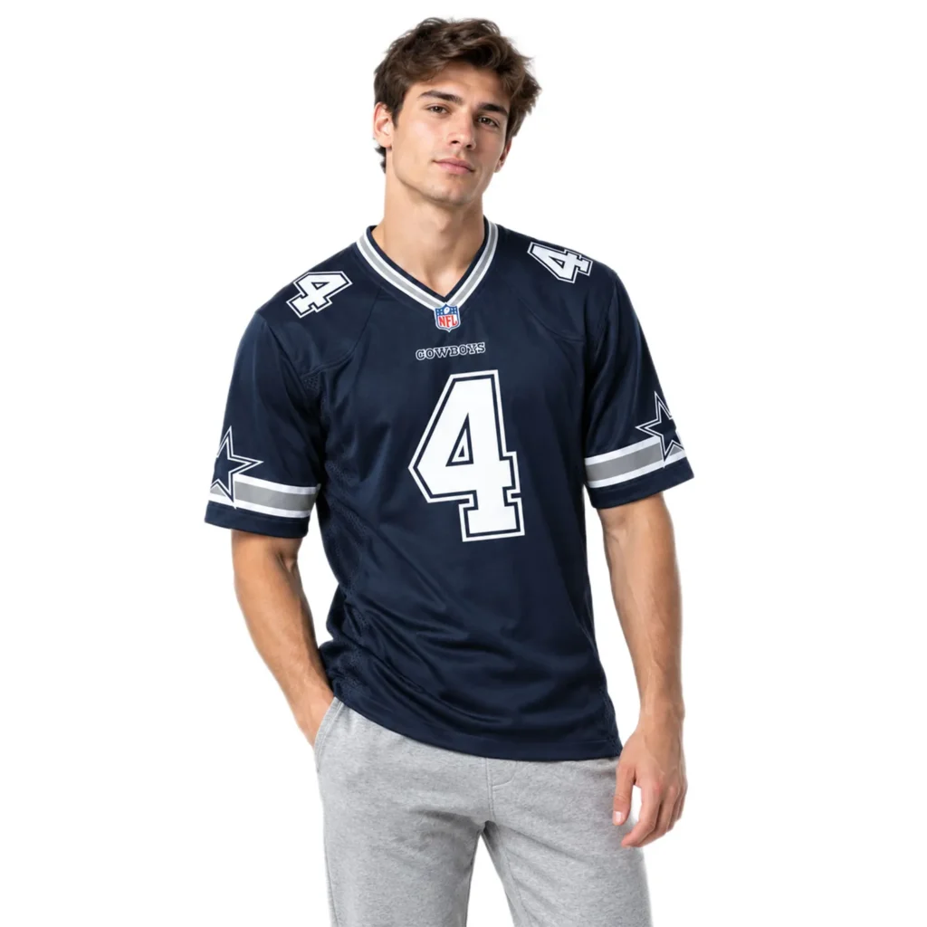 Dak Prescott Cowboys Navy Jersey Patch Vibrant NFL Game Day Style