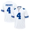 Dak Prescott Cowboys White Jersey Patch Vibrant NFL Game Day Style