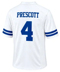 Dak Prescott Cowboys White Jersey Patch Vibrant NFL Game Day Style