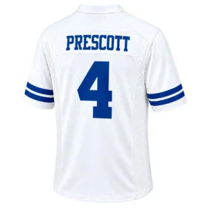 Dak Prescott Cowboys White Jersey Patch Vibrant NFL Game Day Style