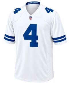Dak Prescott Cowboys White Jersey Patch Vibrant NFL Game Day Style