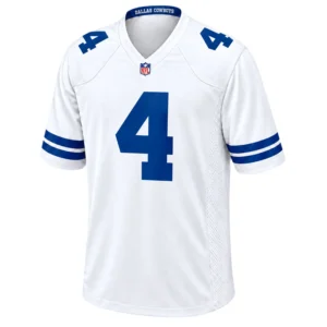 Dak Prescott Cowboys White Jersey Patch Vibrant NFL Game Day Style