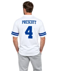 Dak Prescott Cowboys White Jersey Patch Vibrant NFL Game Day Style