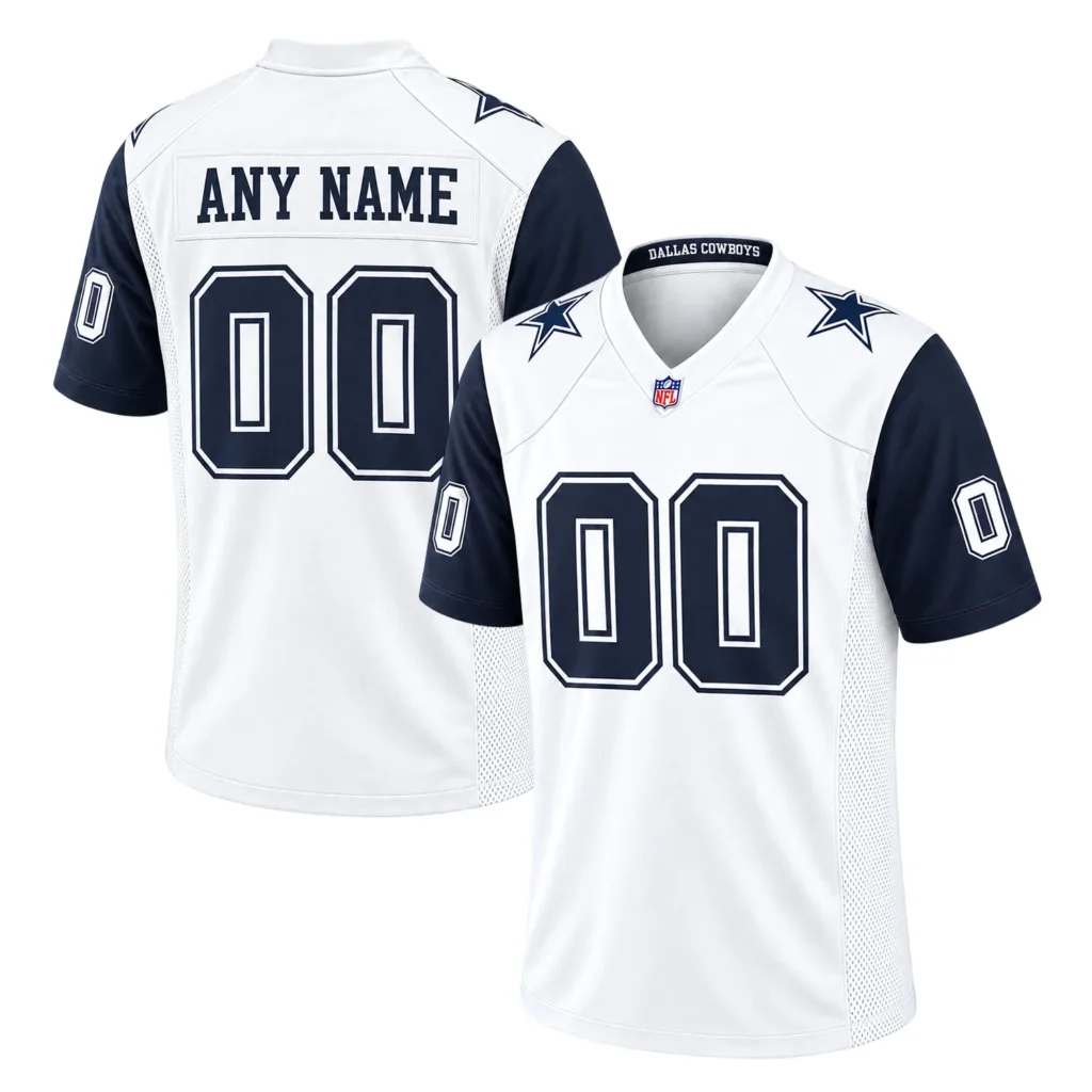 Dallas Cowboys White Jersey 2026 Custom Name and Number Bold Style