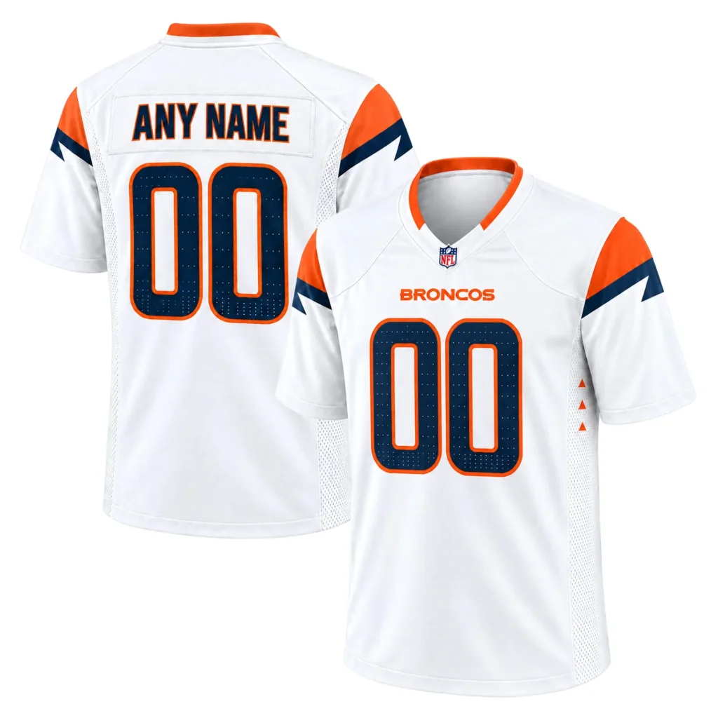 Denver Broncos Football Away Jersey Custom Bold Name & Number
