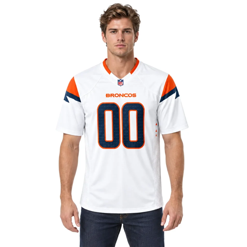 Denver Broncos Football Away Jersey Custom Bold Name & Number
