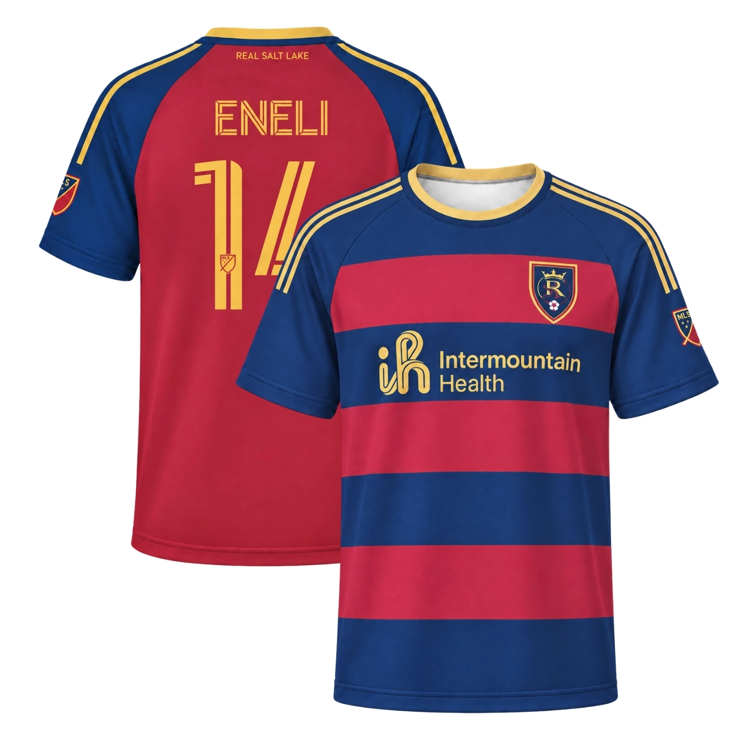 Emeka Eneli RSL Hoops Jersey Powerful Red Blue Stripes