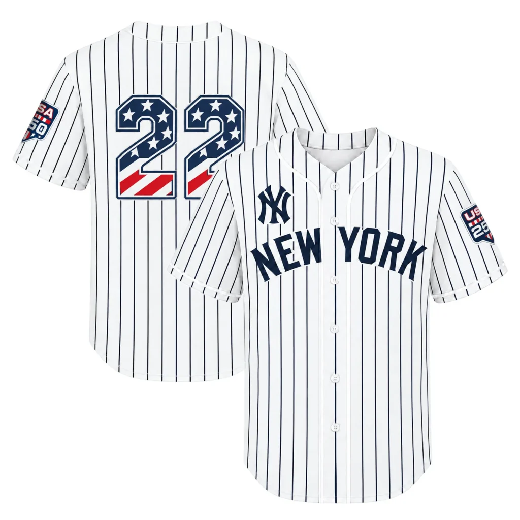 Fourth of July Ben Rice Yankees Jersey Bold White Home USA 250 Style