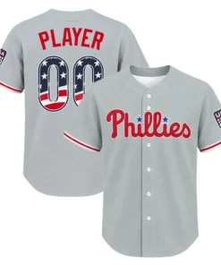 Fourth of July Philadelphia Phillies Gray Jersey USA 250 Bold Custom Player
