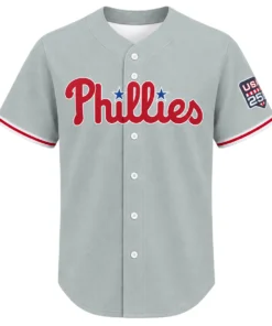 Fourth of July Philadelphia Phillies Gray Jersey USA 250 Bold Custom Player