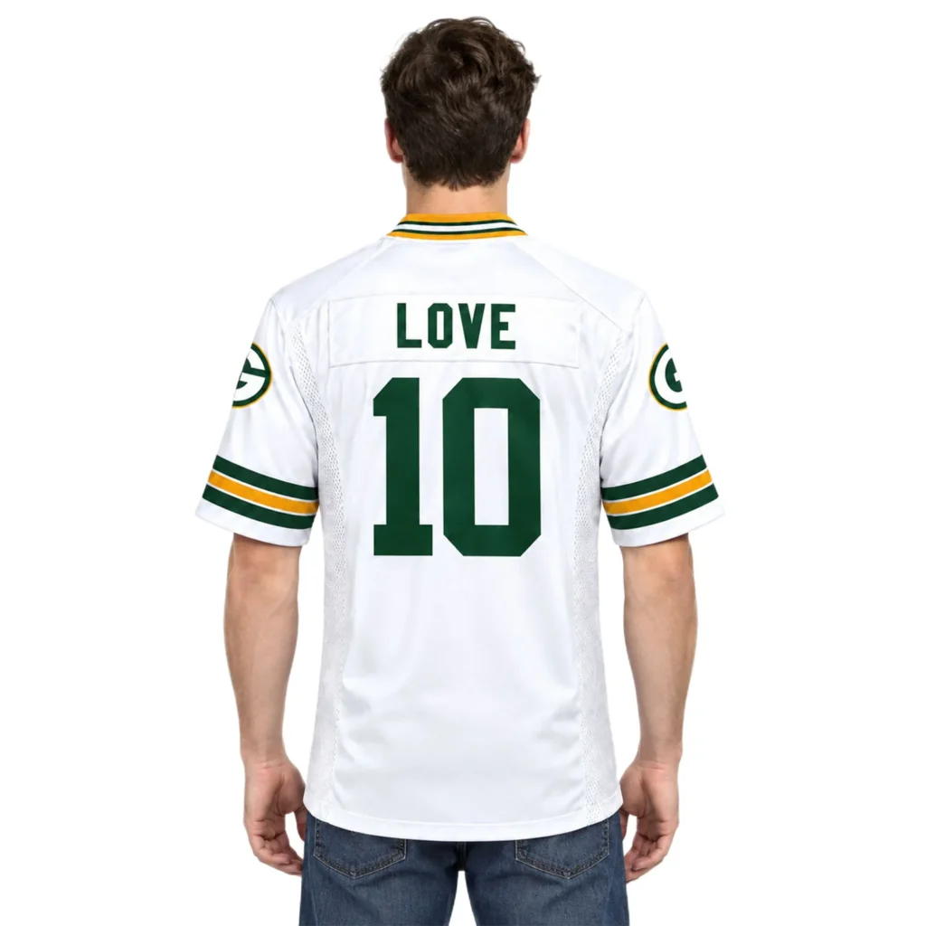 GB Packers Jordan Love Jersey Spirited Football Look