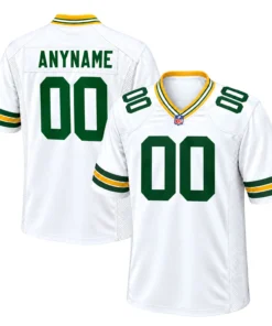 Green Bay Packers Rivalries Jersey White Custom Bold Name & Number