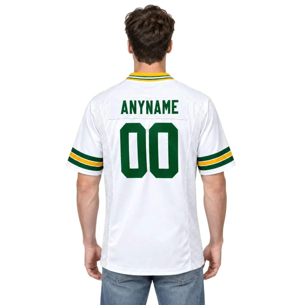 Green Bay Packers Rivalries Jersey White Custom Bold Name & Number