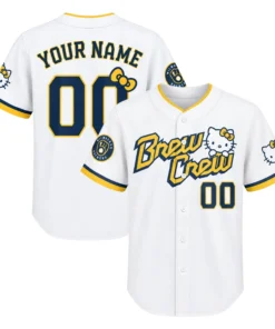 Hello Kitty Brewers Baseball Jersey Charming White Custom