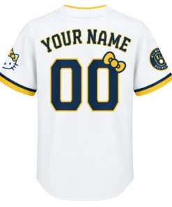 Hello Kitty Brewers Baseball Jersey Charming White Custom