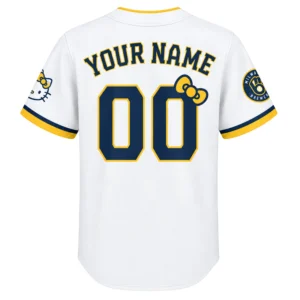 Hello Kitty Brewers Baseball Jersey Charming White Custom