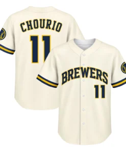 Jackson Chourio Brewers Cream Jersey Vibrant Home Style