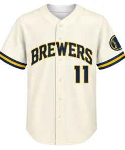 Jackson Chourio Brewers Cream Jersey Vibrant Home Style