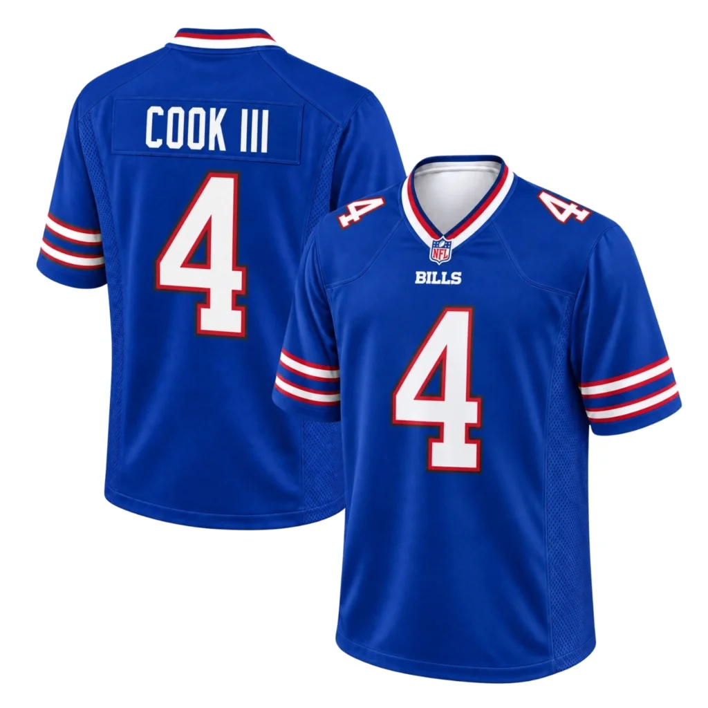 James Cook III Blue Bills Jersey Vibrant 2026 Player Style