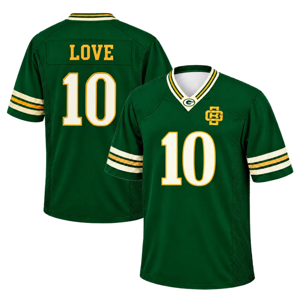 Jordan Love Green Packers Jersey Rivalry Confident Fan Style
