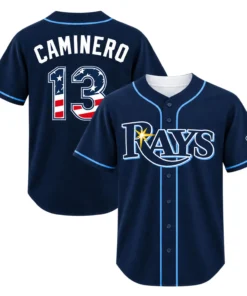 Junior Caminero TB Rays Patriotic Jersey - Ultimate Fan Tee