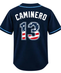 Junior Caminero TB Rays Patriotic Jersey - Ultimate Fan Tee