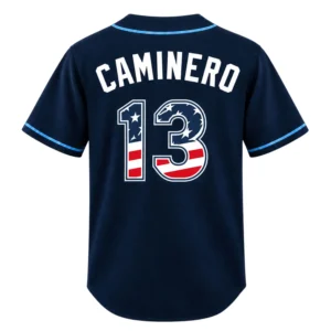 Junior Caminero TB Rays Patriotic Jersey - Ultimate Fan Tee