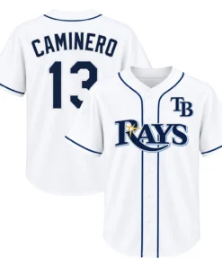Junior Caminero TP Rays Home White Jersey – Limited Tee