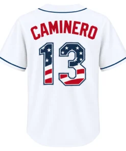 Junior Caminero USA Flag Jersey – Elite TP Rays Fan Tee
