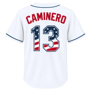 Junior Caminero USA Flag Jersey – Elite TP Rays Fan Tee