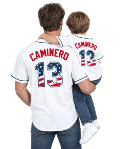 Junior Caminero USA Flag Jersey – Elite TP Rays Fan Tee