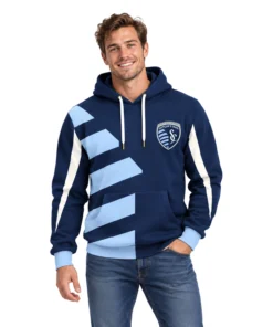Kansas City Soccer Hoodie Bold Navy Light Blue