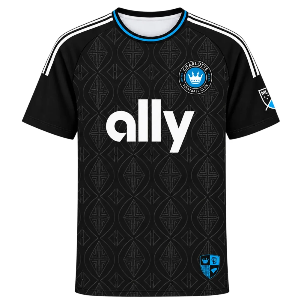 Kids Charlotte FC Black Jersey Custom Player Vibrant Gift
