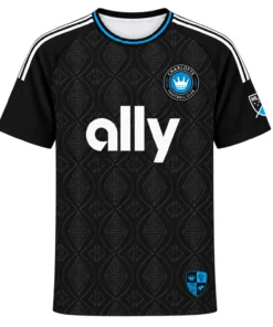 Kids Charlotte FC Black Jersey Custom Player Vibrant Gift