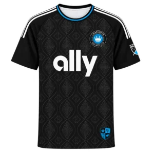 Kids Charlotte FC Black Jersey Custom Player Vibrant Gift
